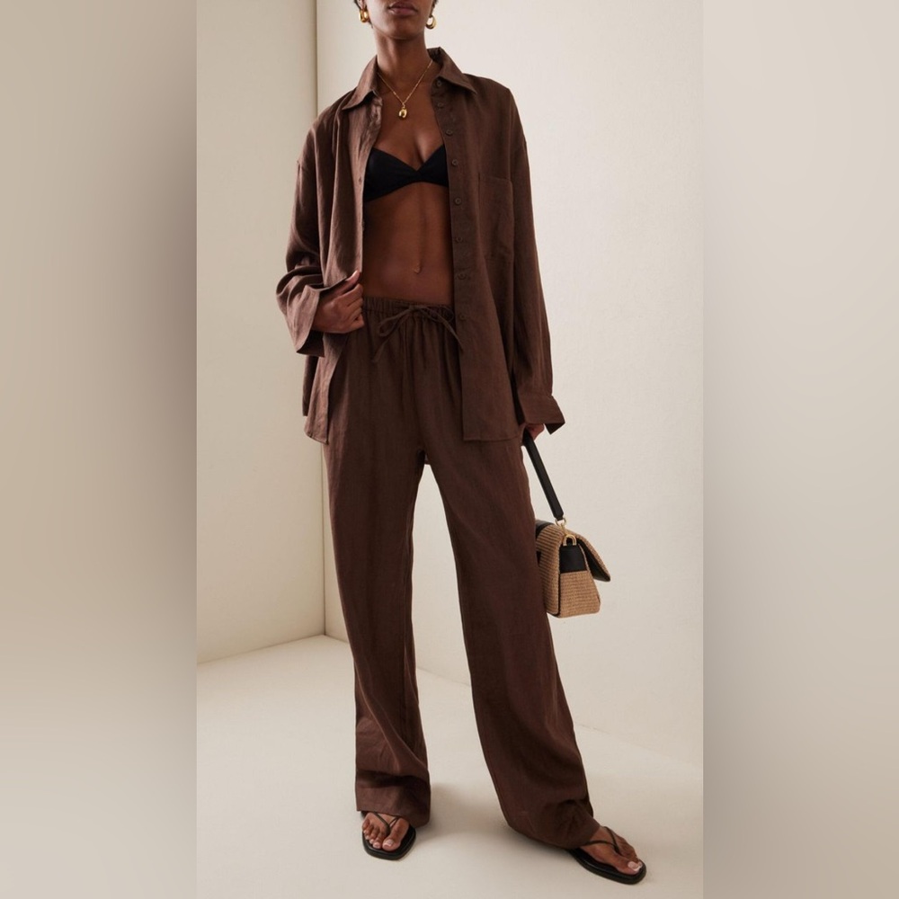 AEXAE 100% Linen Drawstring Trousers